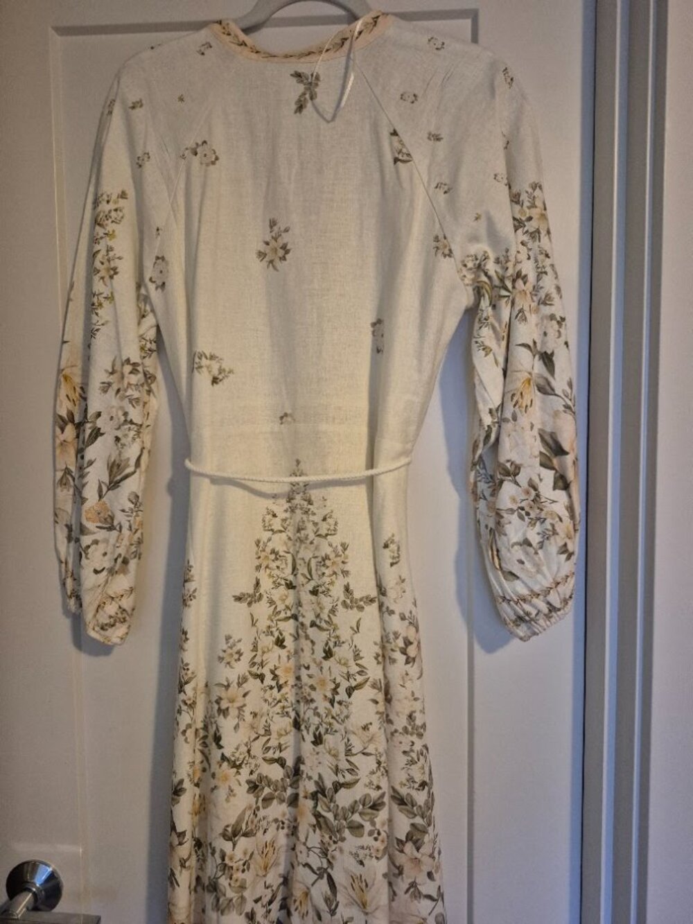 NWT Calypso St. Barth Floral Print Linen Button Front Midi Peasant Dress Size M - Picture 4 of 7